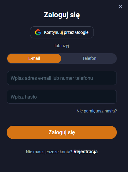Ekran autoryzacji użytkownika